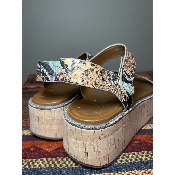 Franco Sarto Ozio Snakeskin Reptile Printed Platform Ankle Strap Sandal size 10 - Picture 2 of 9